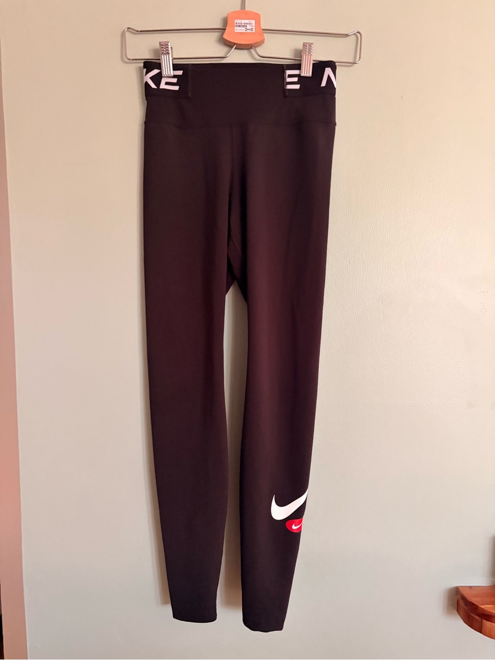 Nike Dri-Fit Leggings Womens XS Black Double Swoosh Logo Sportswear Tights Gym